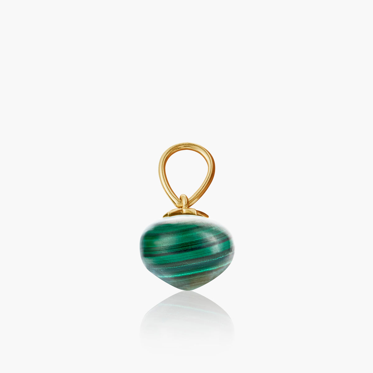 Malachite Soul Drop pendants in 14ct yellow gold, Small