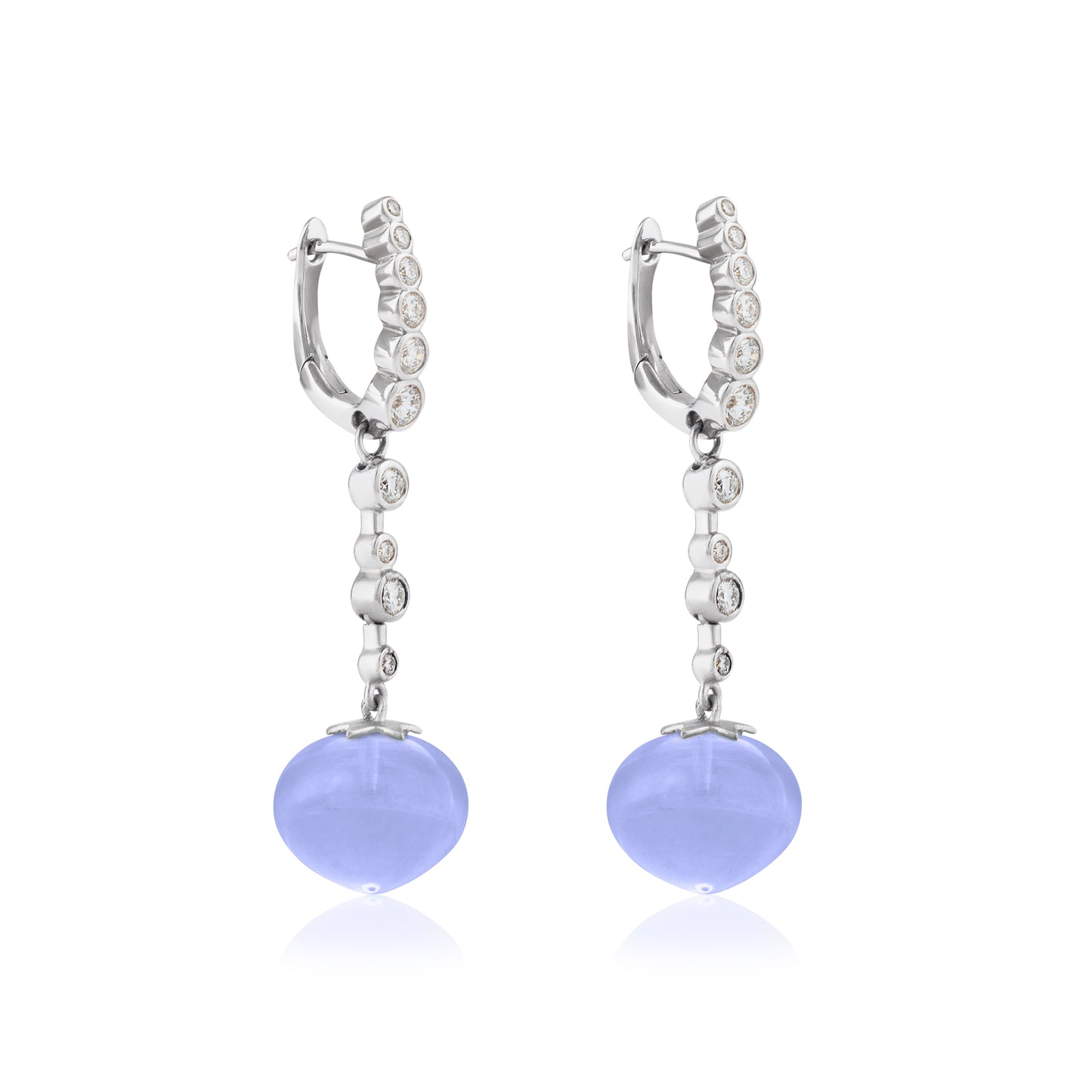 Magic Wish 18ct White Gold, Diamond & Blue Chalcedony Medium Drop Earrings