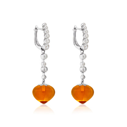 Magic Wish 18ct White Gold, Diamond & Madeira Citrine Medium Drop Earrings