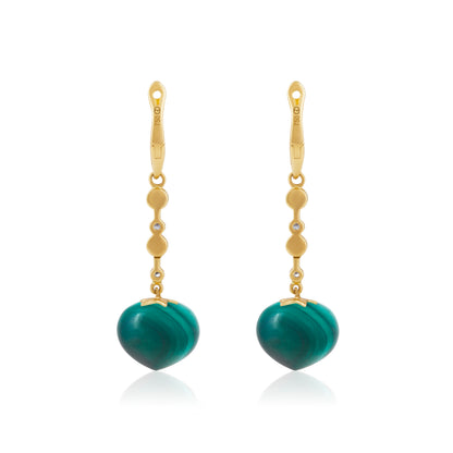 Magic Wish 18ct Yellow Gold, Diamond & Malachite Medium Drop Earrings