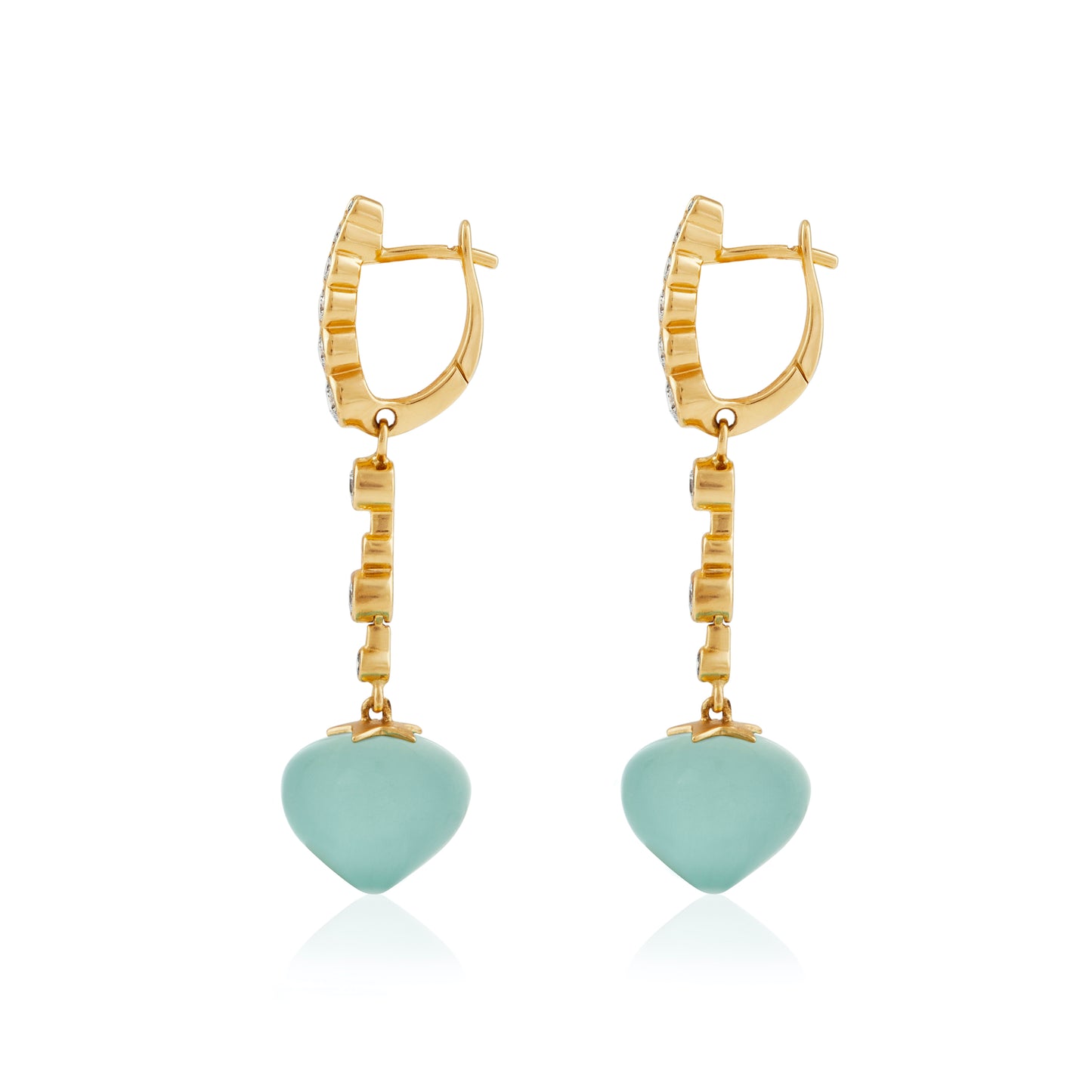 Magic Wish 18ct Yellow Gold, Diamond & Aquamarine Medium Drop Earrings