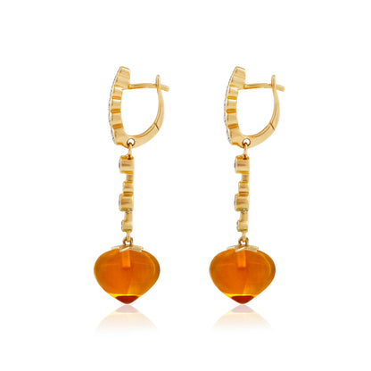 Magic Wish 18ct Yellow Gold, Diamond & Madeira Citrine Medium Drop Earrings