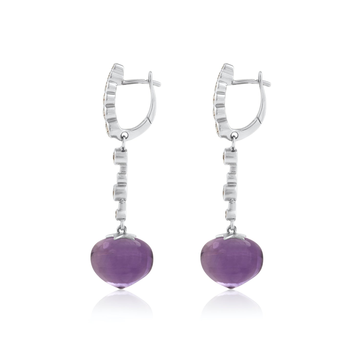 Magic Wish 18ct White Gold, Diamond & Amethyst Medium Drop Earrings