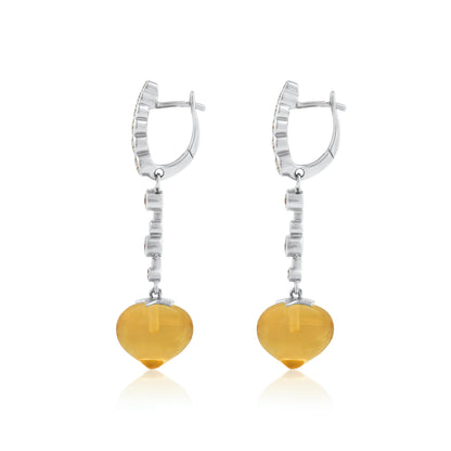 Magic Wish 18ct White Gold, Diamond & Citrine Medium Drop Earrings