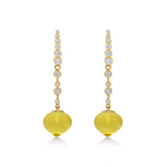 Magic Wish 18ct Yellow Gold, Diamond & Heliodor Medium Drop Earrings