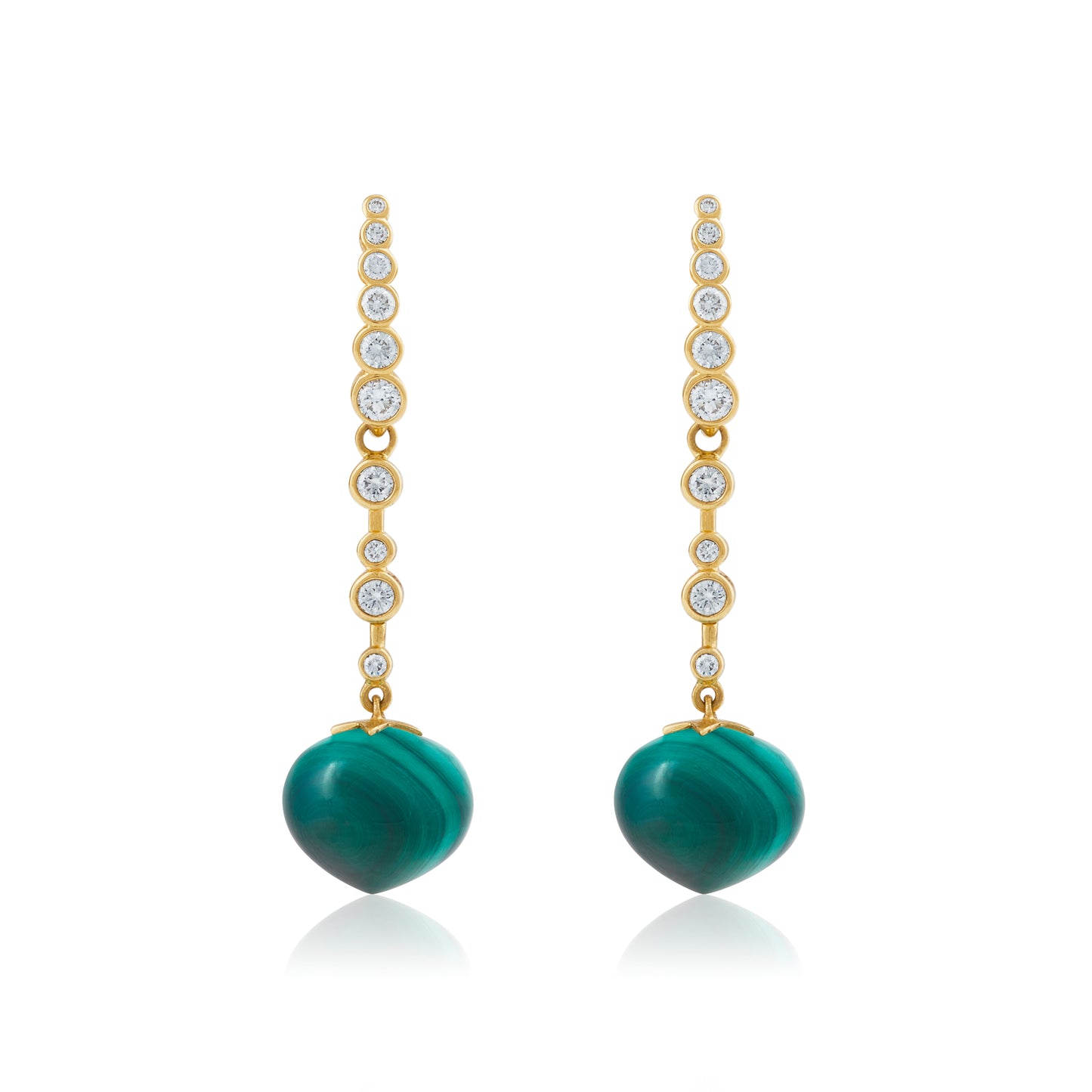 Magic Wish 18ct Yellow Gold, Diamond & Malachite Medium Drop Earrings