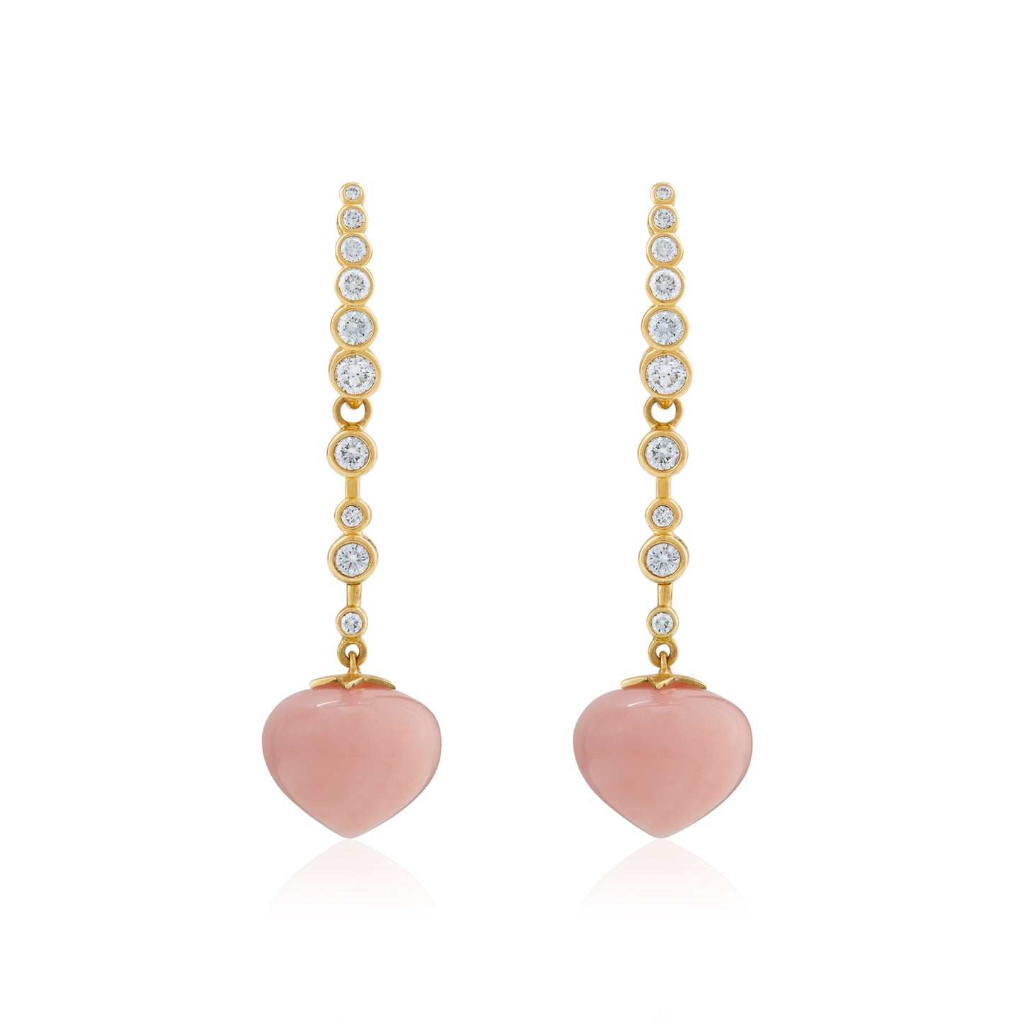 Magic Wish 18ct Yellow Gold, Diamond & Pink Opal Medium Drop Earrings