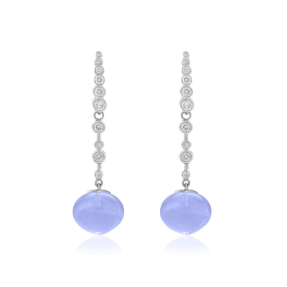Magic Wish 18ct White Gold, Diamond & Blue Chalcedony Medium Drop Earrings