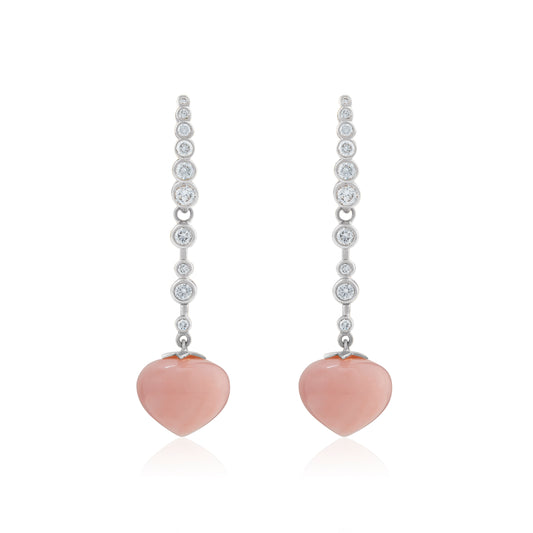 Magic Wish 18ct White Gold, Diamond & Pink Opal Medium Drop Earrings