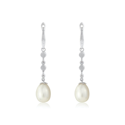 Magic Wish 18ct White Gold, Diamond & Pearl Medium Drop Earrings