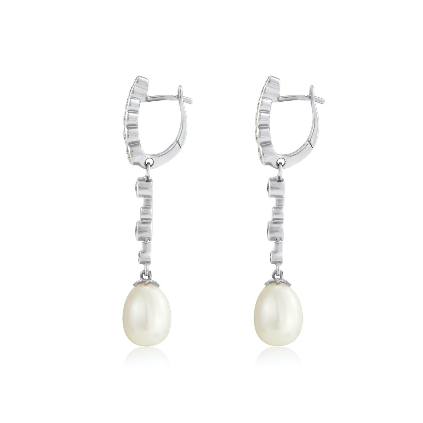 Magic Wish 18ct White Gold, Diamond & Pearl Medium Drop Earrings