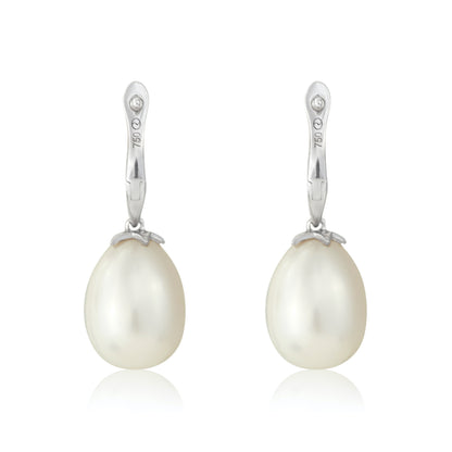 Magic Wish 18ct White Gold, Diamond & Pearl Short Drop Earrings
