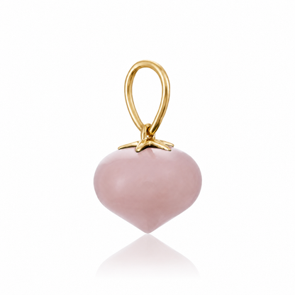 Soul Candy Pink Opal Soul Drop pendant in 14ct yellow gold, Large 13 × 11 mm; AI-assisted preparation from supplied original, for review