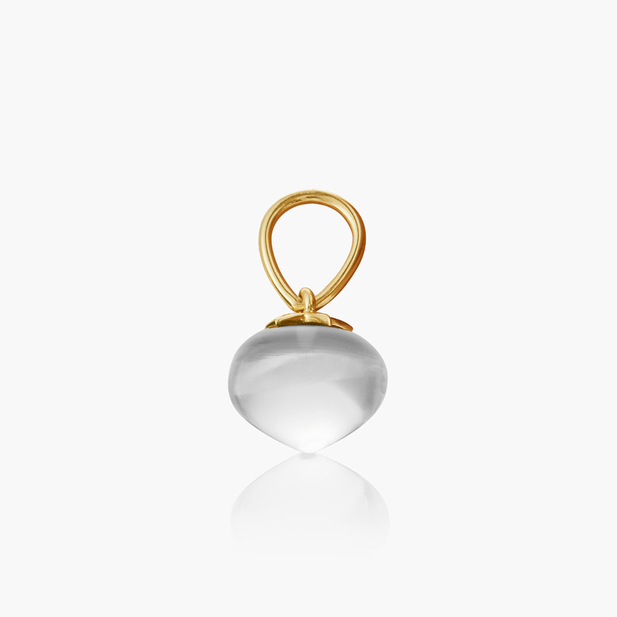 Rock Crystal Soul Drop pendants in 14ct yellow gold, Small