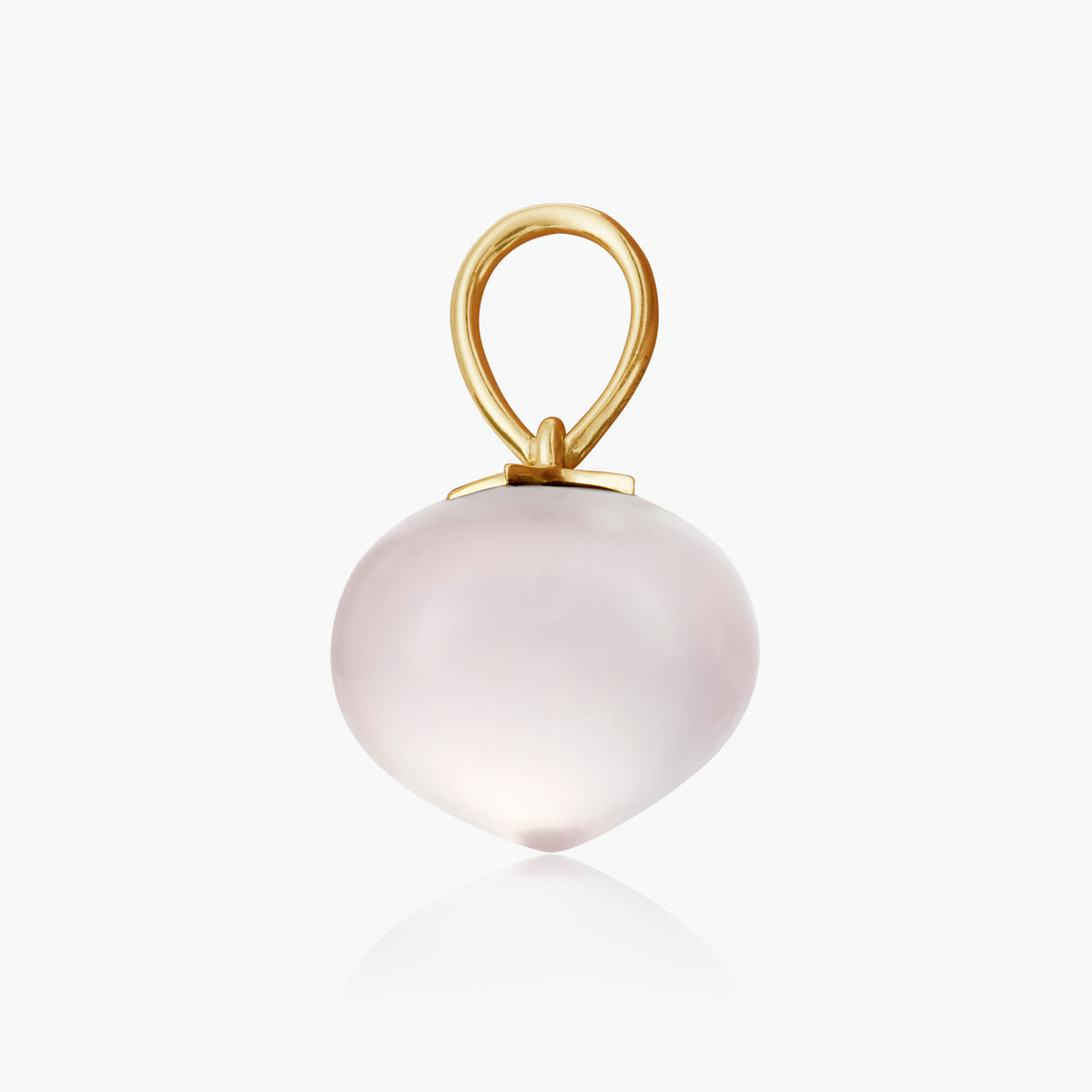 Rose Quartz Soul Drop pendants in 14ct yellow gold, Large