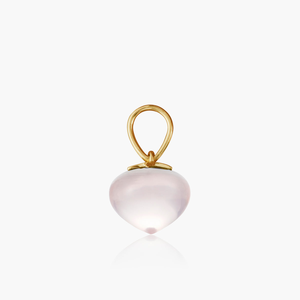 Rose Quartz Soul Drop pendants in 14ct yellow gold, Small