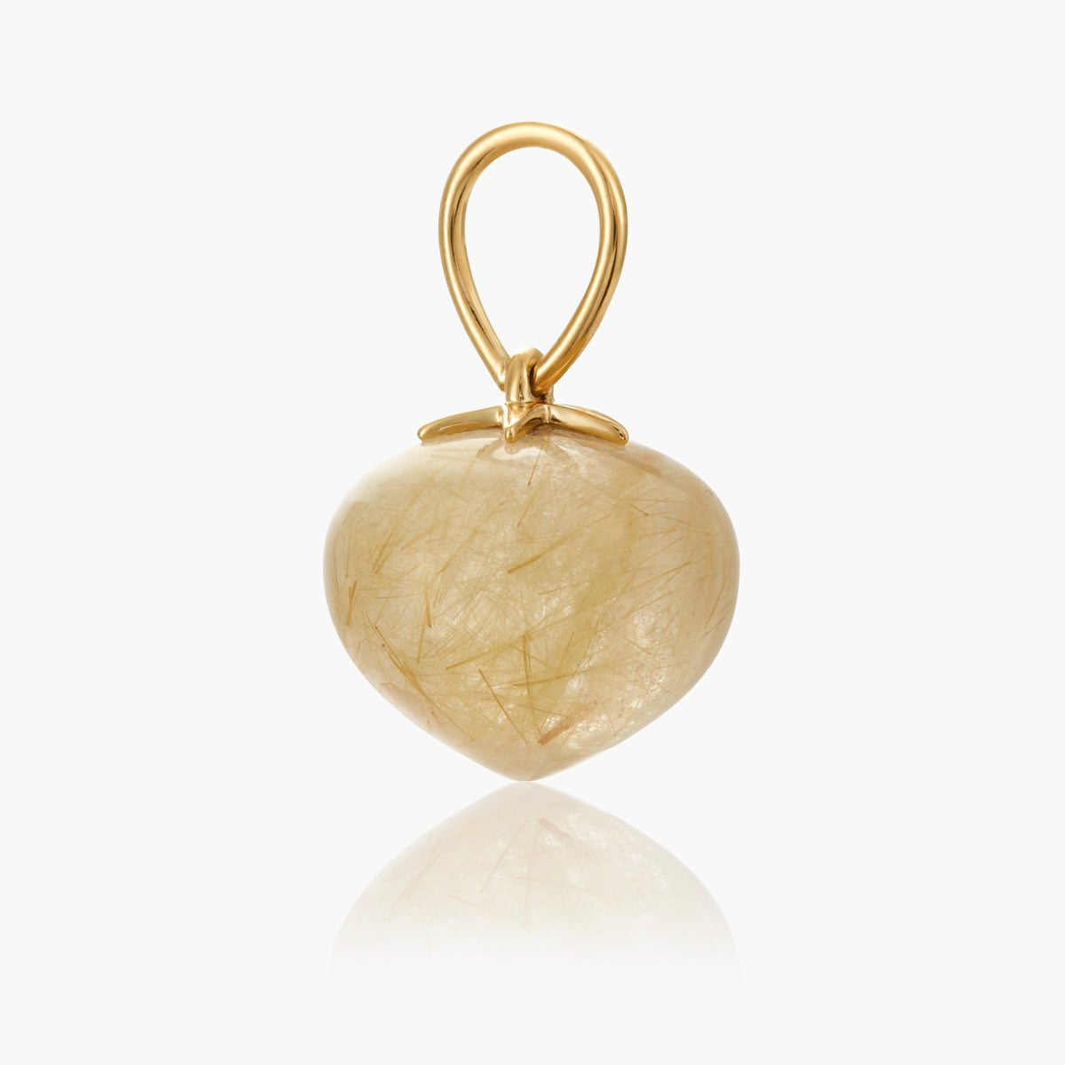 Rutile Quartz Soul Drop pendants in 14ct yellow gold, Large