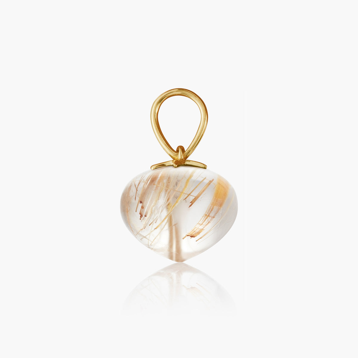 Rutile Quartz Soul Drop pendants in 14ct yellow gold, Medium