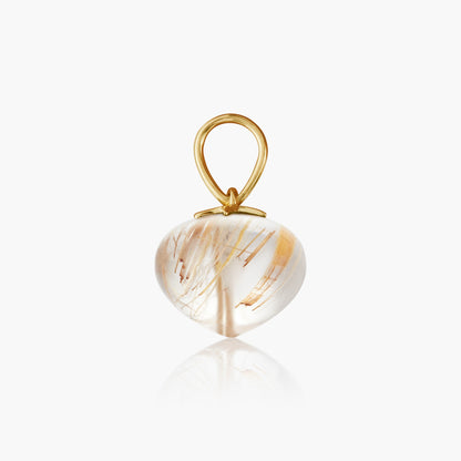 Rutile Quartz Soul Drop pendants in 14ct yellow gold, Medium