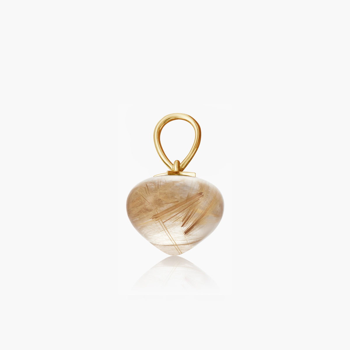 Rutile Quartz Soul Drop pendants in 14ct yellow gold, Small