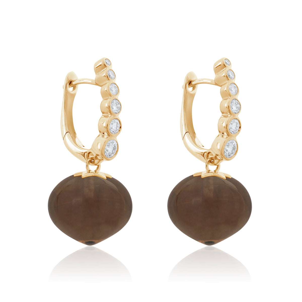 Magic Wish 18ct Yellow Gold, Diamond & Smoky Quartz Short Drop Earrings