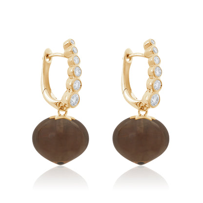 Magic Wish 18ct Yellow Gold, Diamond & Smoky Quartz Short Drop Earrings