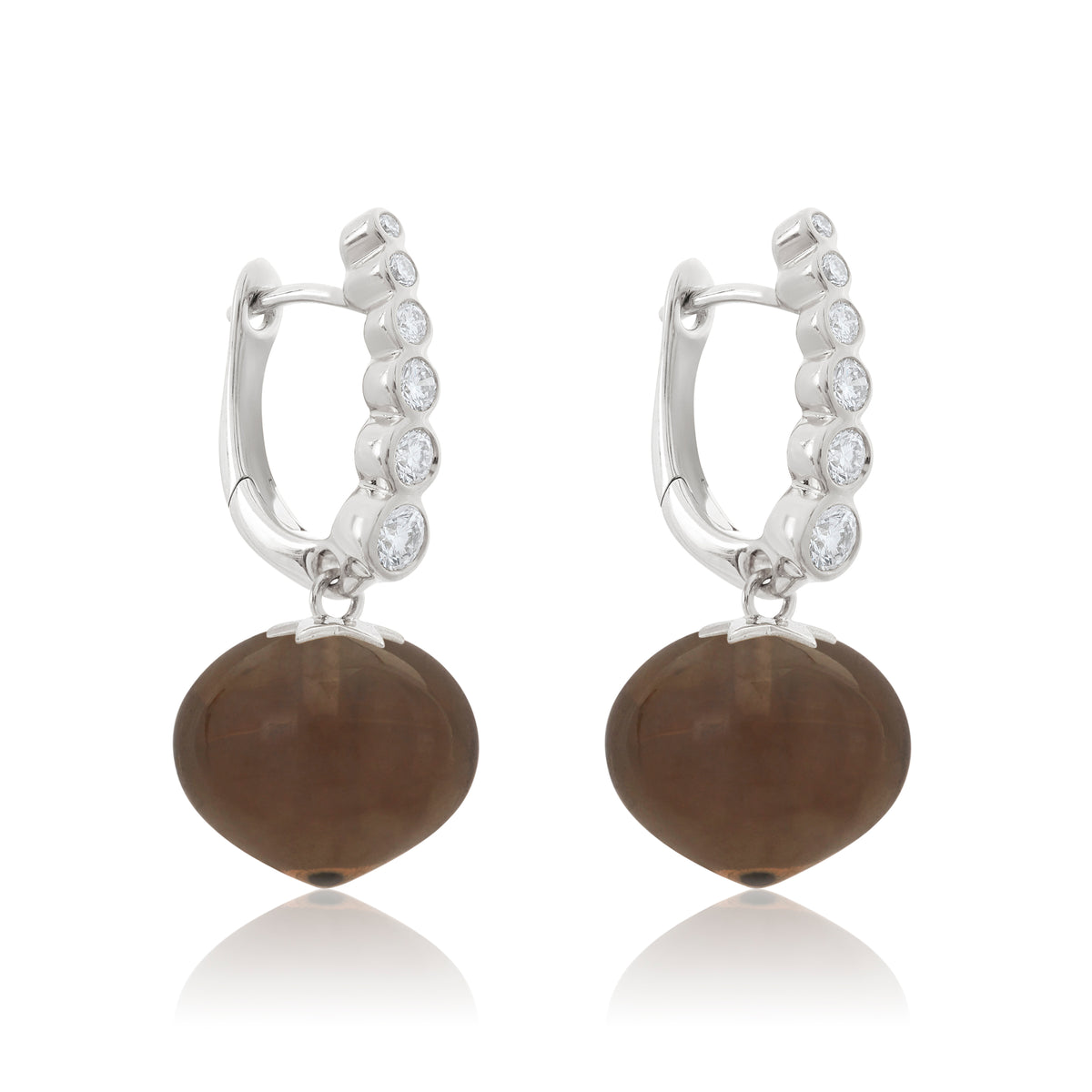 Magic Wish 18ct White Gold, Diamond & Smoky Quartz Short Drop Earrings