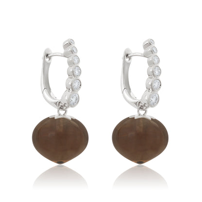 Magic Wish 18ct White Gold, Diamond & Smoky Quartz Short Drop Earrings