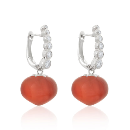 Magic Wish 18ct White Gold, Diamond & Carnelian Short Drop Earrings