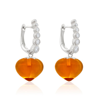 Magic Wish 18ct White Gold, Diamond & Madeira Citrine Short Drop Earrings