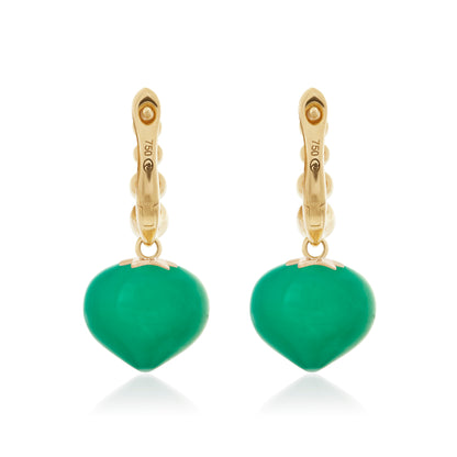 Magic Wish 18ct Yellow Gold, Diamond & Chrysoprase Short Drop Earrings