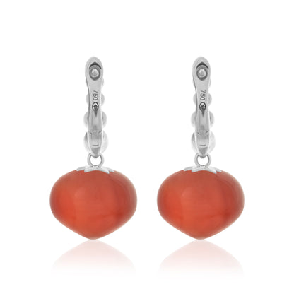 Magic Wish 18ct White Gold, Diamond & Carnelian Short Drop Earrings