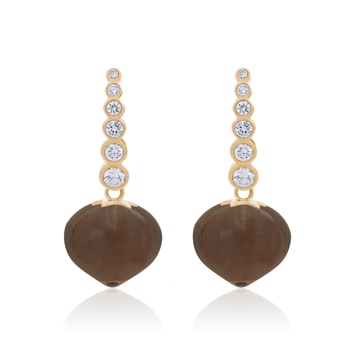 Magic Wish 18ct Yellow Gold, Diamond & Smoky Quartz Short Drop Earrings