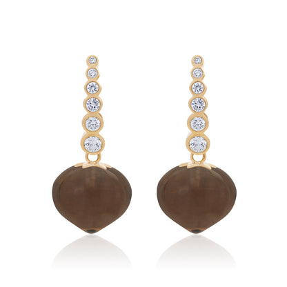 Magic Wish 18ct Yellow Gold, Diamond & Smoky Quartz Short Drop Earrings