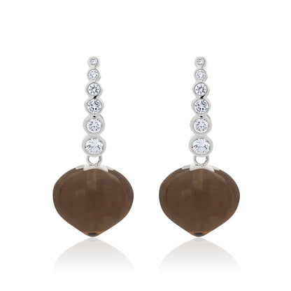 Magic Wish 18ct White Gold, Diamond & Smoky Quartz Short Drop Earrings
