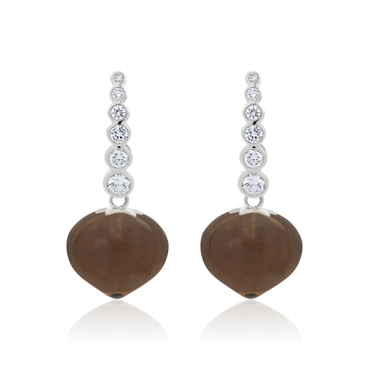 Magic Wish 18ct White Gold, Diamond & Smoky Quartz Short Drop Earrings