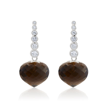 Magic Wish 18ct White Gold, Diamond & Smoky Quartz Short Drop Earrings