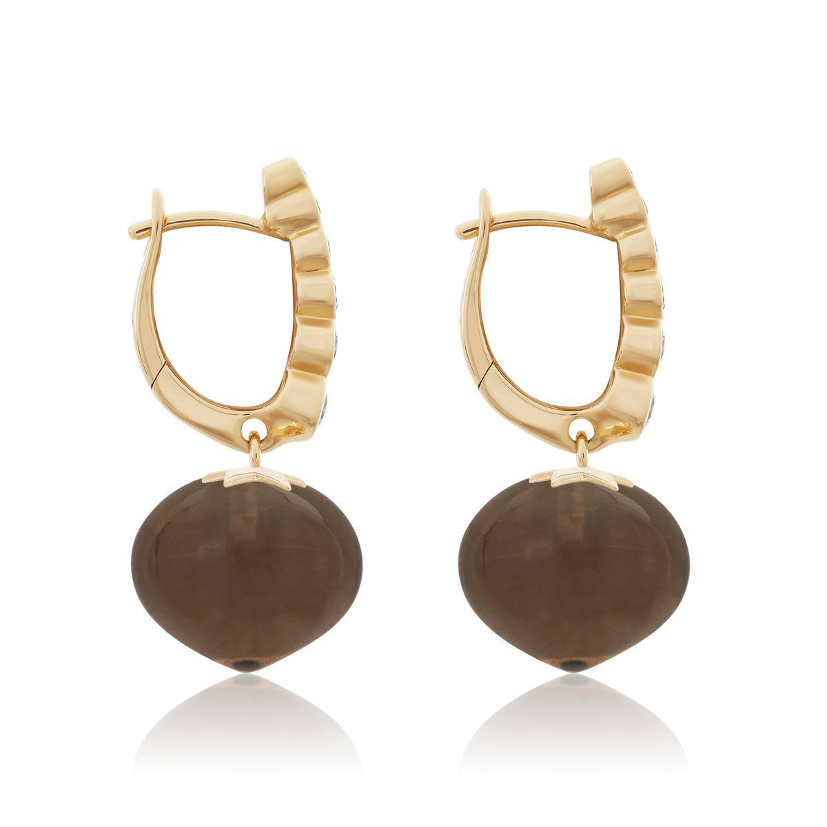 Magic Wish 18ct Yellow Gold, Diamond & Smoky Quartz Short Drop Earrings