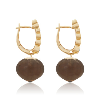 Magic Wish 18ct Yellow Gold, Diamond & Smoky Quartz Short Drop Earrings