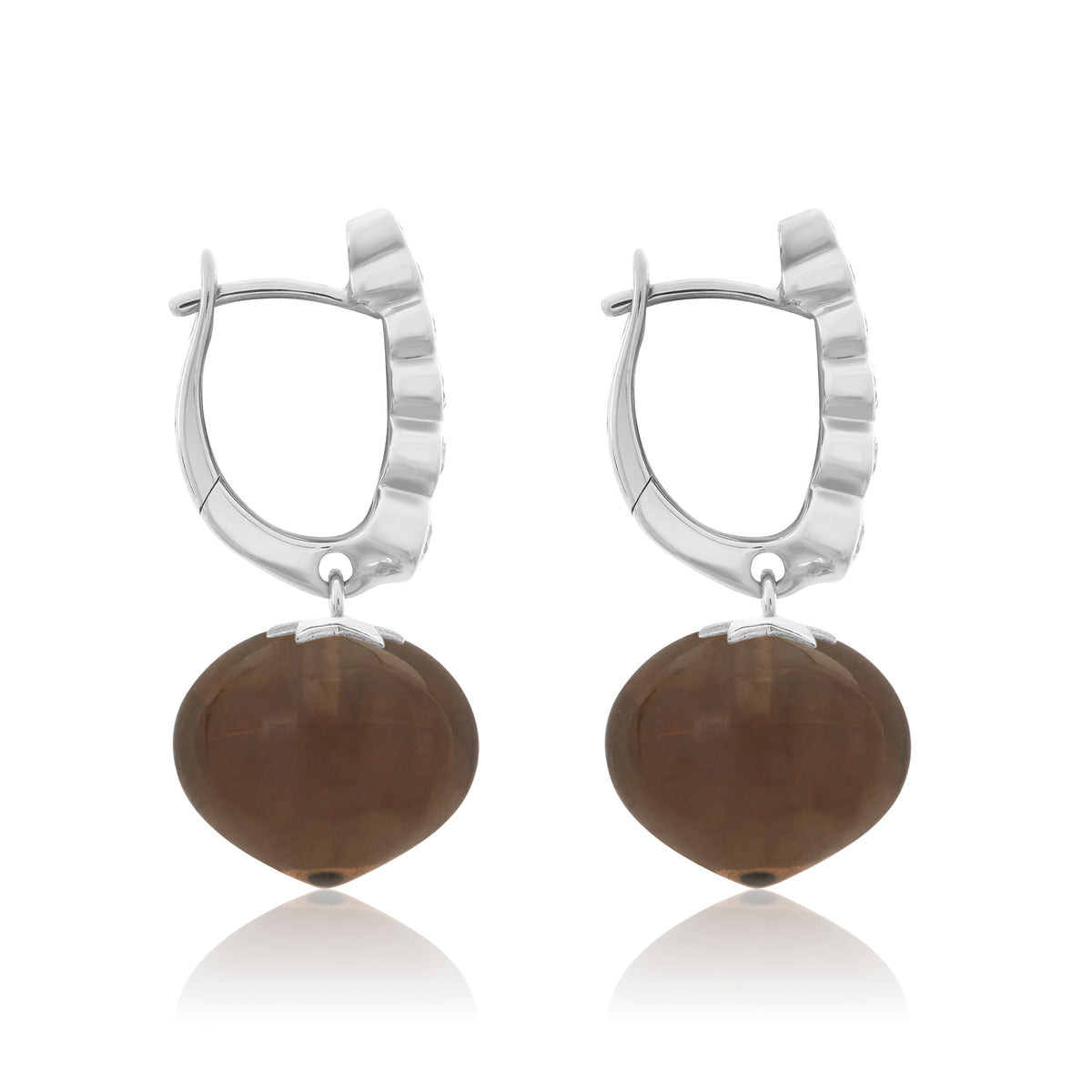 Magic Wish 18ct White Gold, Diamond & Smoky Quartz Short Drop Earrings