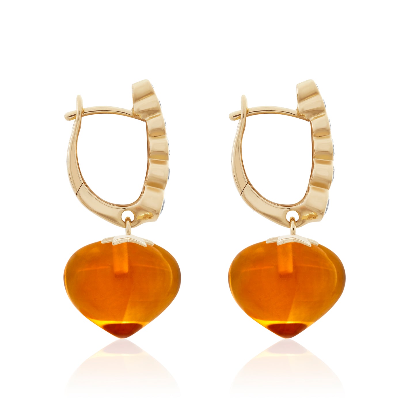 Magic Wish 18ct Yellow Gold, Diamond & Madeira Citrine Short Drop Earrings