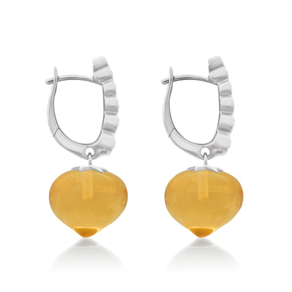 Magic Wish 18ct White Gold, Diamond & Citrine Short Drop Earrings