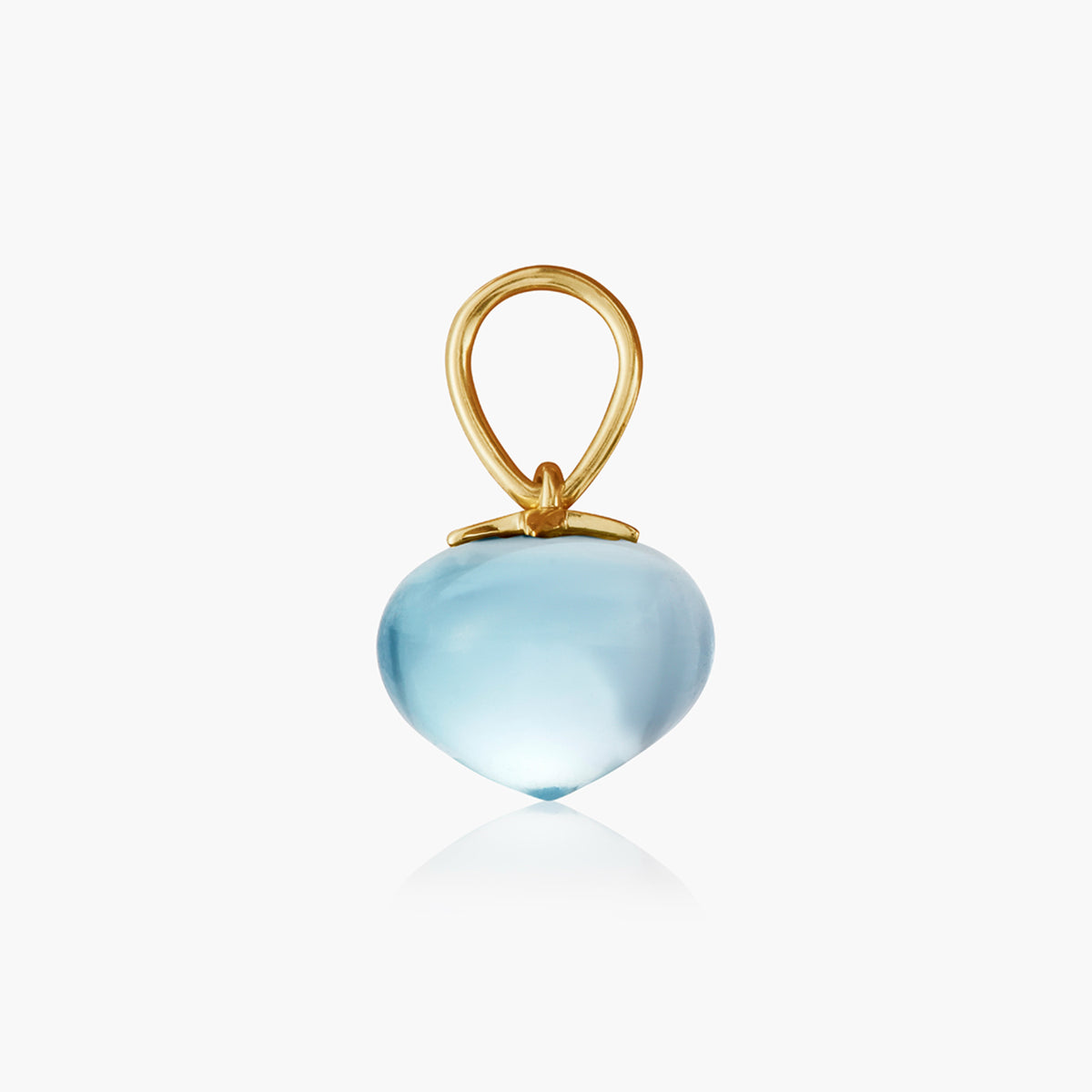 Sky Blue Topaz Soul Drop pendant in 14ct yellow gold, Medium