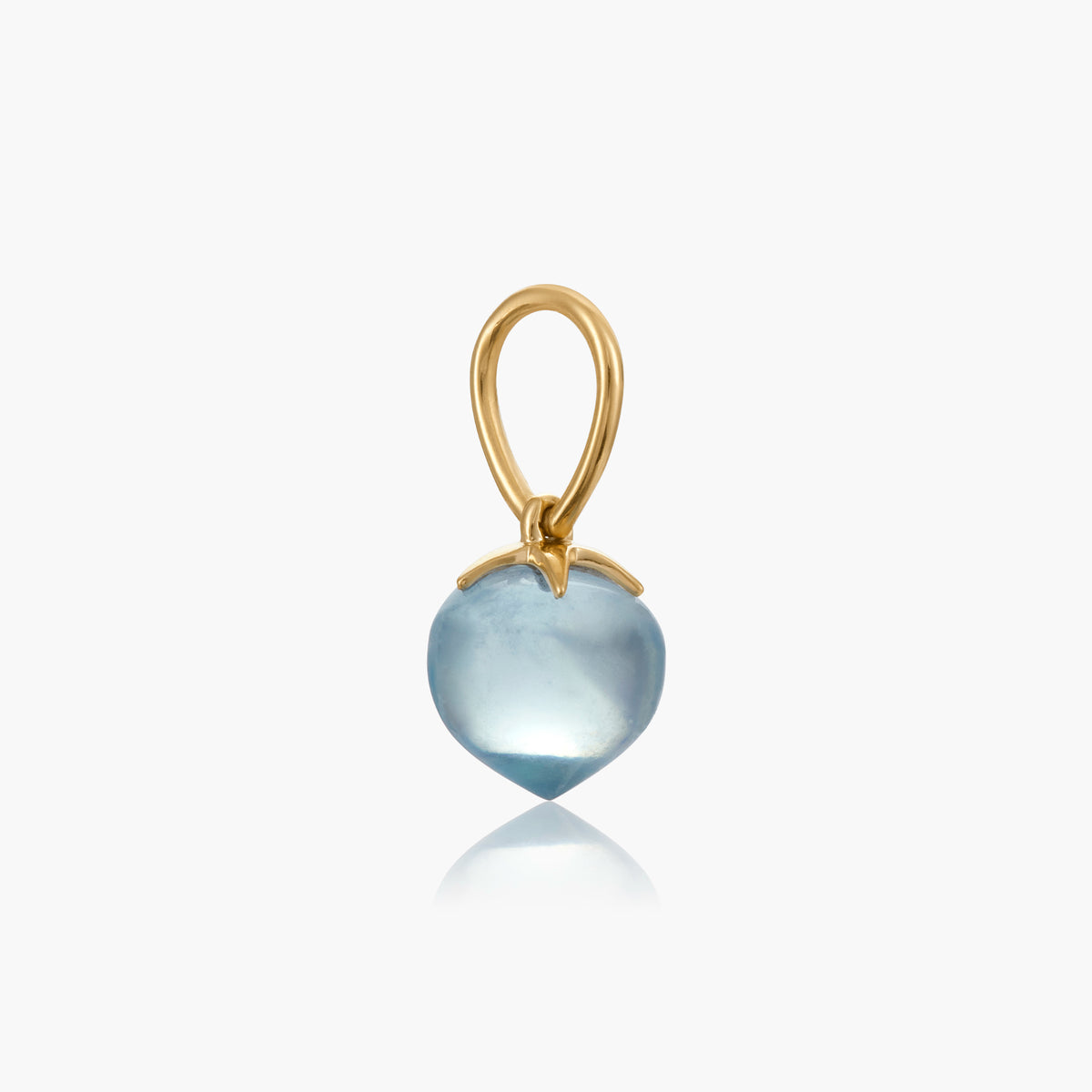 Sky Blue Topaz Soul Drop pendant in 14ct yellow gold, Small