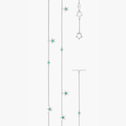 Guiding Star 18ct White Gold & Emerald Necklace, 40cm