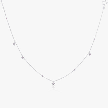 Guiding Star 18ct White Gold & Pink Sapphire Necklace, 40cm