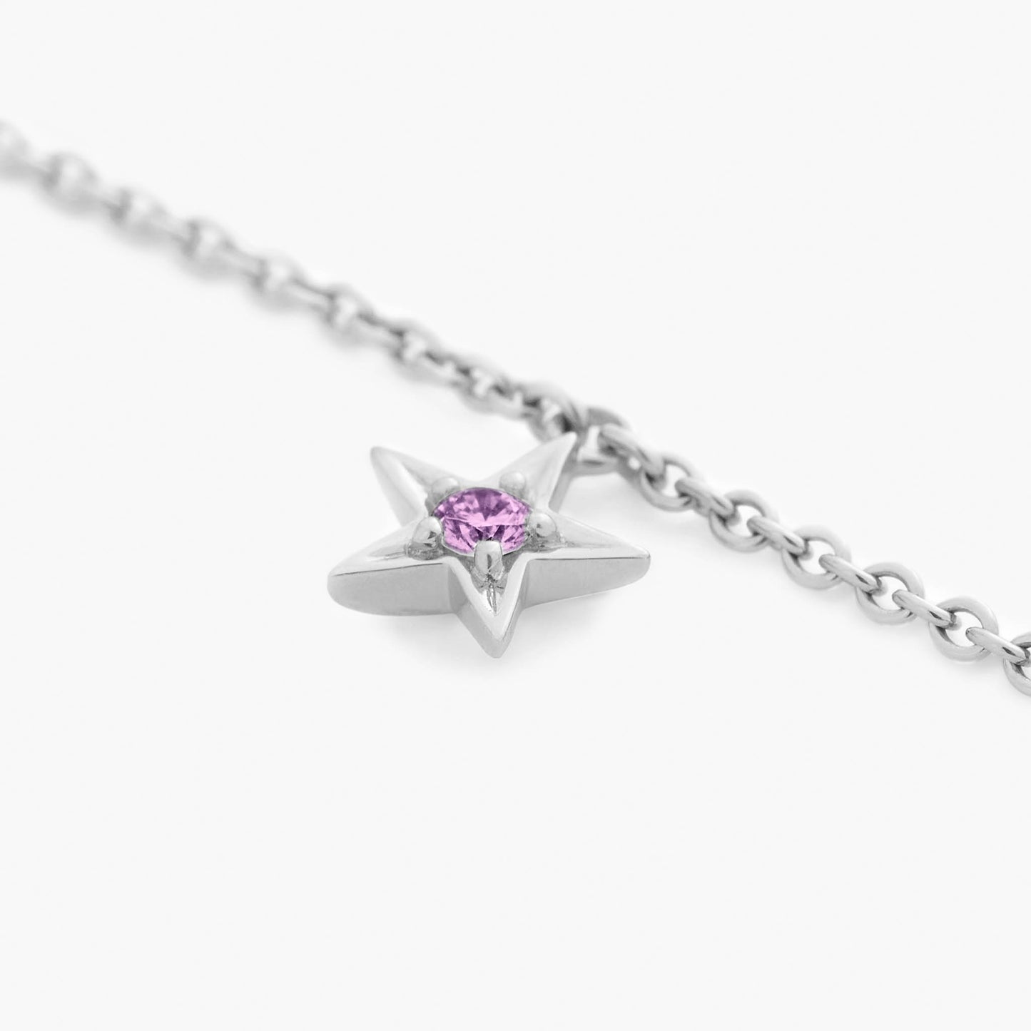 Guiding Star 18ct White Gold & Pink Sapphire Necklace, 40cm
