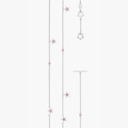 Guiding Star 18ct White Gold & Pink Sapphire Necklace, 40cm