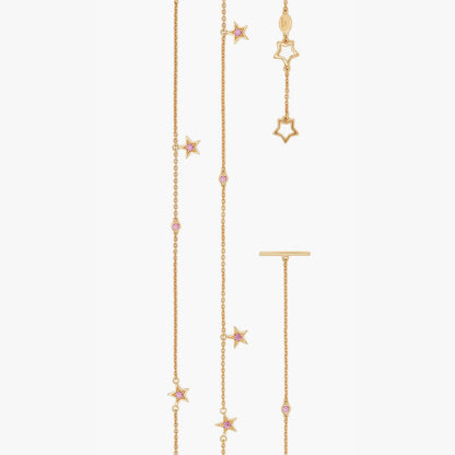 Guiding Star 18ct Yellow Gold & Pink Sapphire Necklace, 40cm