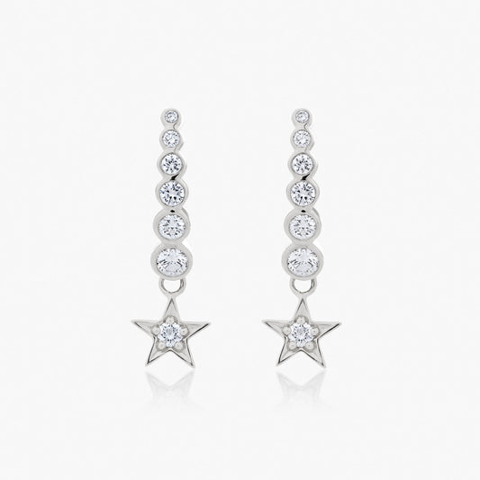 Guiding Star Drop 18ct White Gold & Diamond Earrings